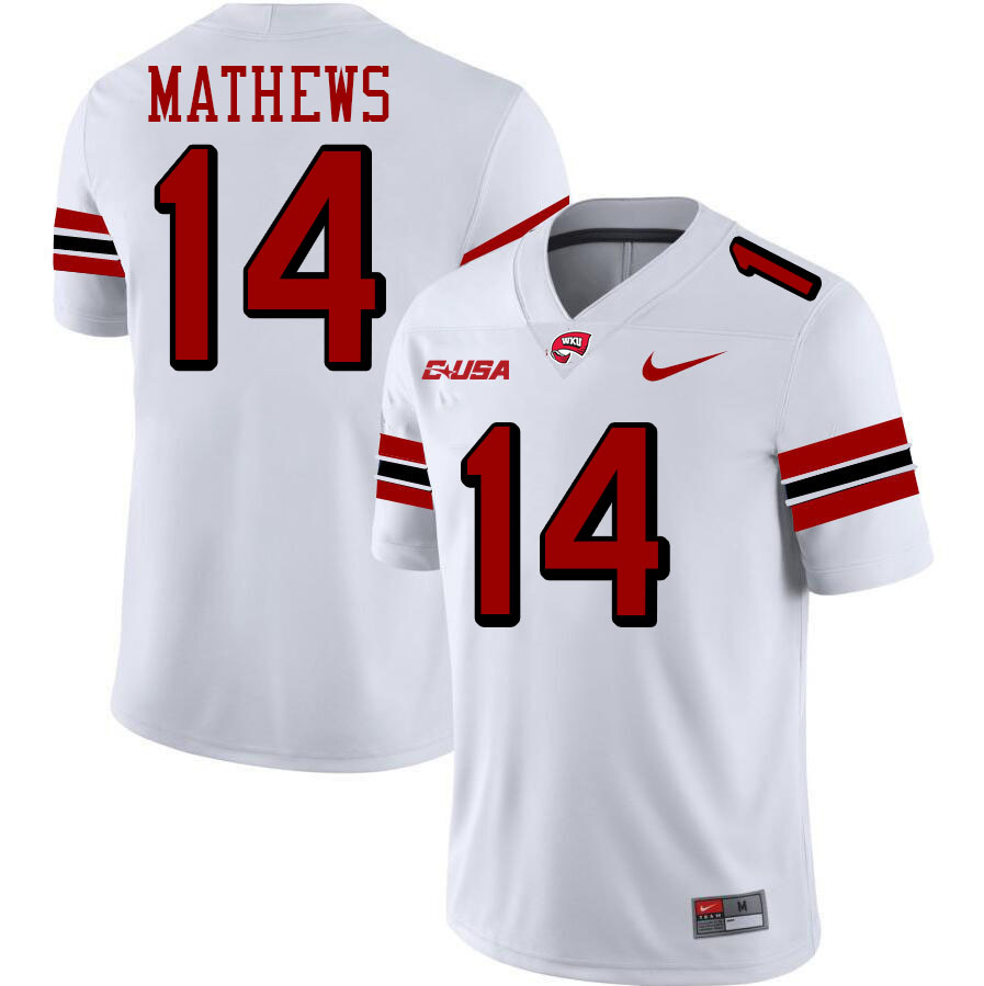 Western Kentucky Hilltoppers #14 Devonte Mathews College Football Jerseys Stitched-White